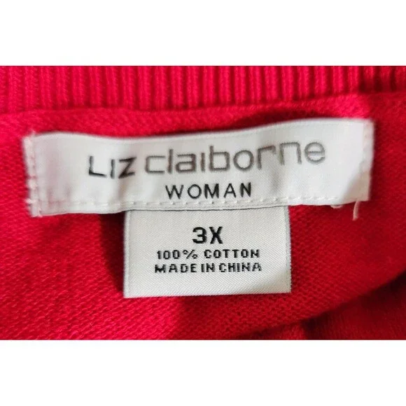 Liz Claiborne Women's Sweater 3X Lightweight Cotton Long Sleeve Pullover Bling - Picture 5 of 6